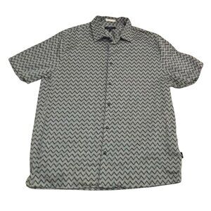 Ted Baker Men's Button Down Shirt Sz 4 US L Short Sleeve Gray Zig Zag Pattern